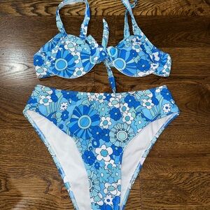 Floral Blue Bikini Set
